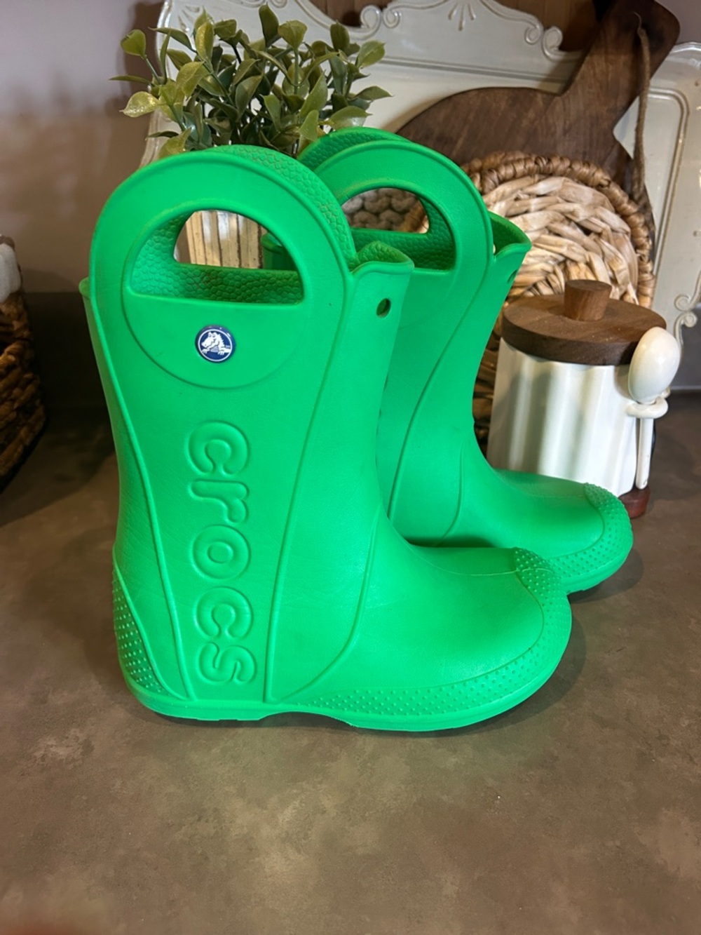 CROCS Kids Bright Green Rain & Snow Boots